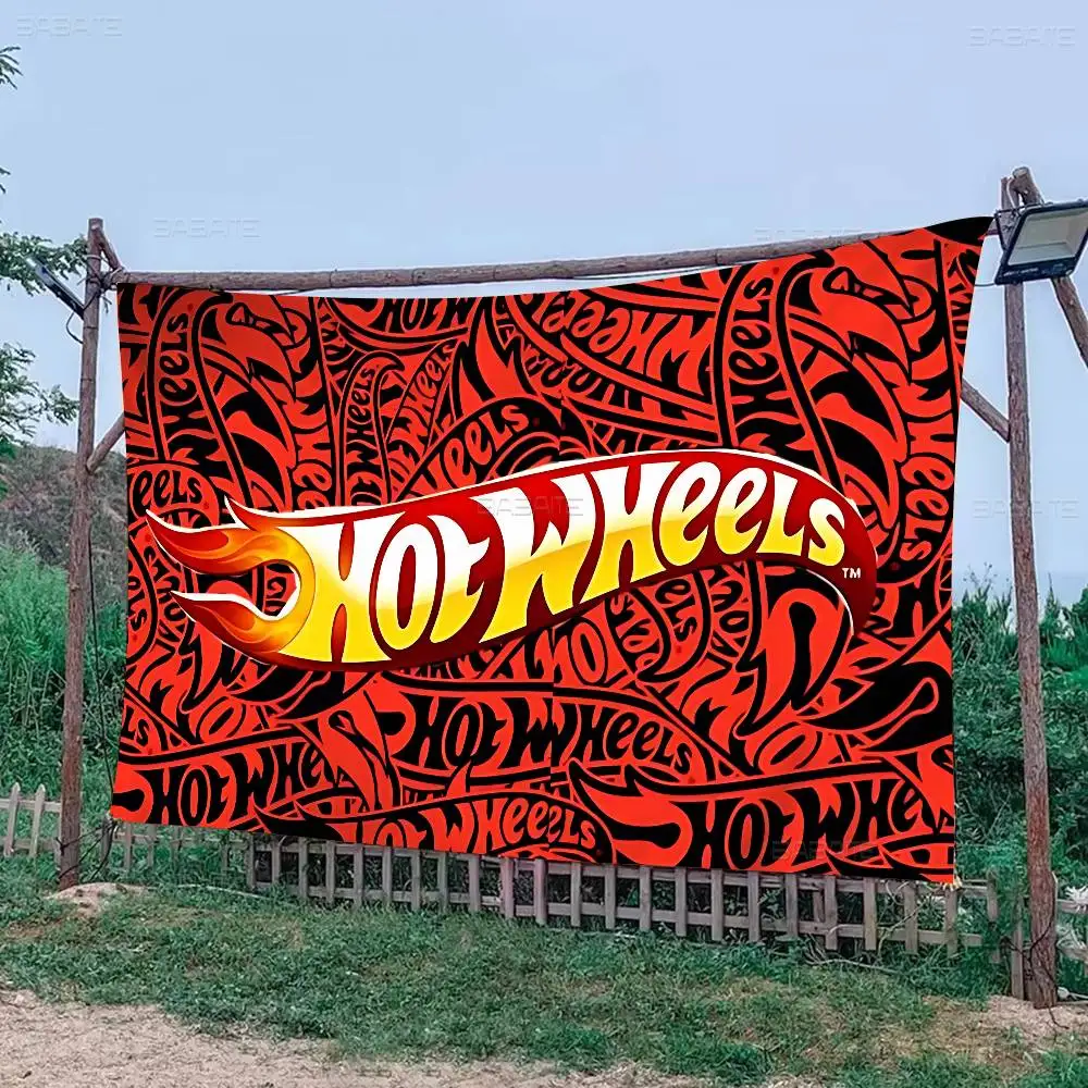 H-Hot Wheels Small Size Cheerleading Banner Hand Pulled Flag Outdoor Atmosphere Flags