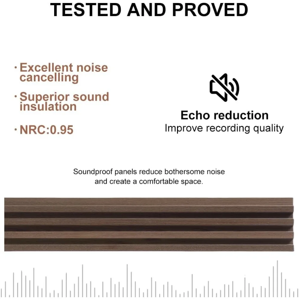 Акустические стеновые панели с деревянными планками для декора потолка и стен. 3D рифленая звукопоглощающая текстурированная панель с деревянной отделкой 108×6