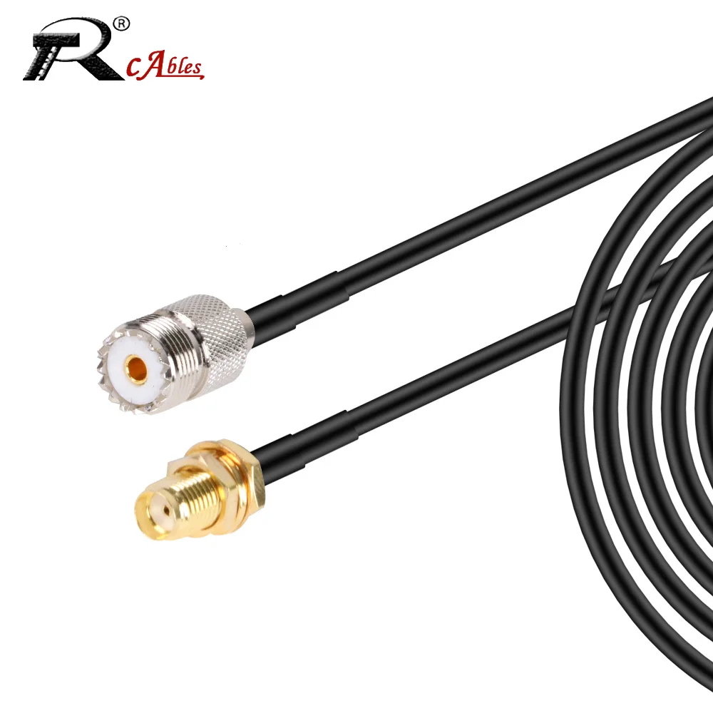 UHF SO239 female to SMA female bulkhead straight crimp RG58 cable RF jumper pigtail