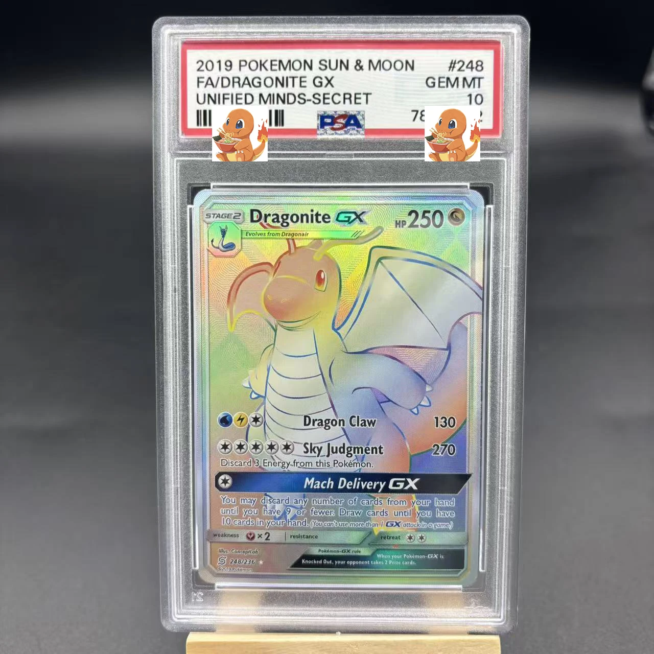 

Diy 1pcs/set Pokemon PTCG Psa Dragonite GX Self Control Collect Signature Trading Flash Card Anime Cartoon Gift