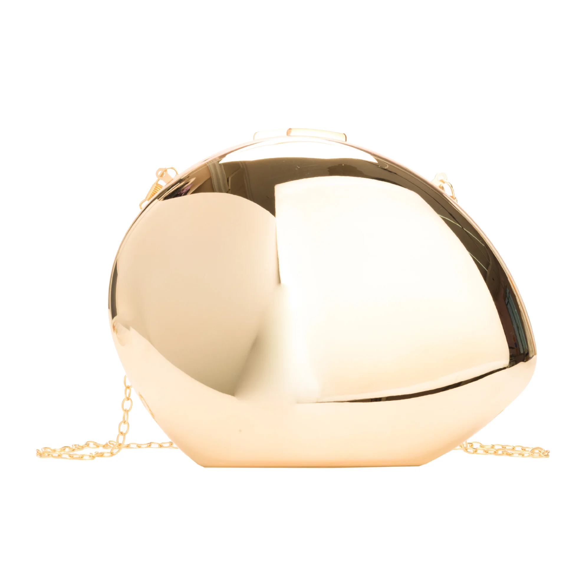 

New Niche Metal Shell Shape Clutch Bag Smooth Mirror Surface Silver Gold Women Evening Party Cute Purse Handbag Crossbody Bags