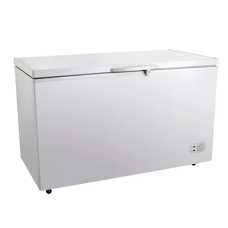 BD-400 CE Approved Top Open Single Door Deep Chest Electric Freezer with Lock LED Light Single Temperature  Big Propane Freezer