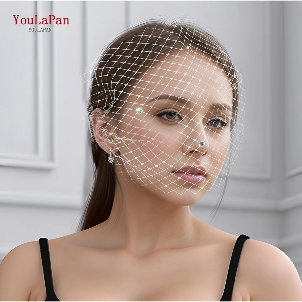 YouLaPan VA04 Graceful Bridal Veil Birdcage Veil Minimalist Style White Pearl Hair Clip Veil face Cover Bride Headdress