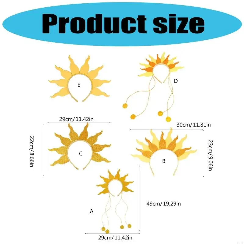 195E Glitter Sun Headband Headbands Flame Hairband Raves Party Hair Accessories
