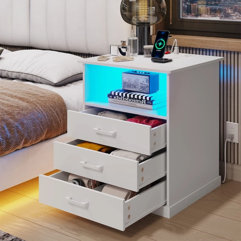 panel furniture cross-border supply with lights USB interface bedroom bedside table storage simple factory wholesale