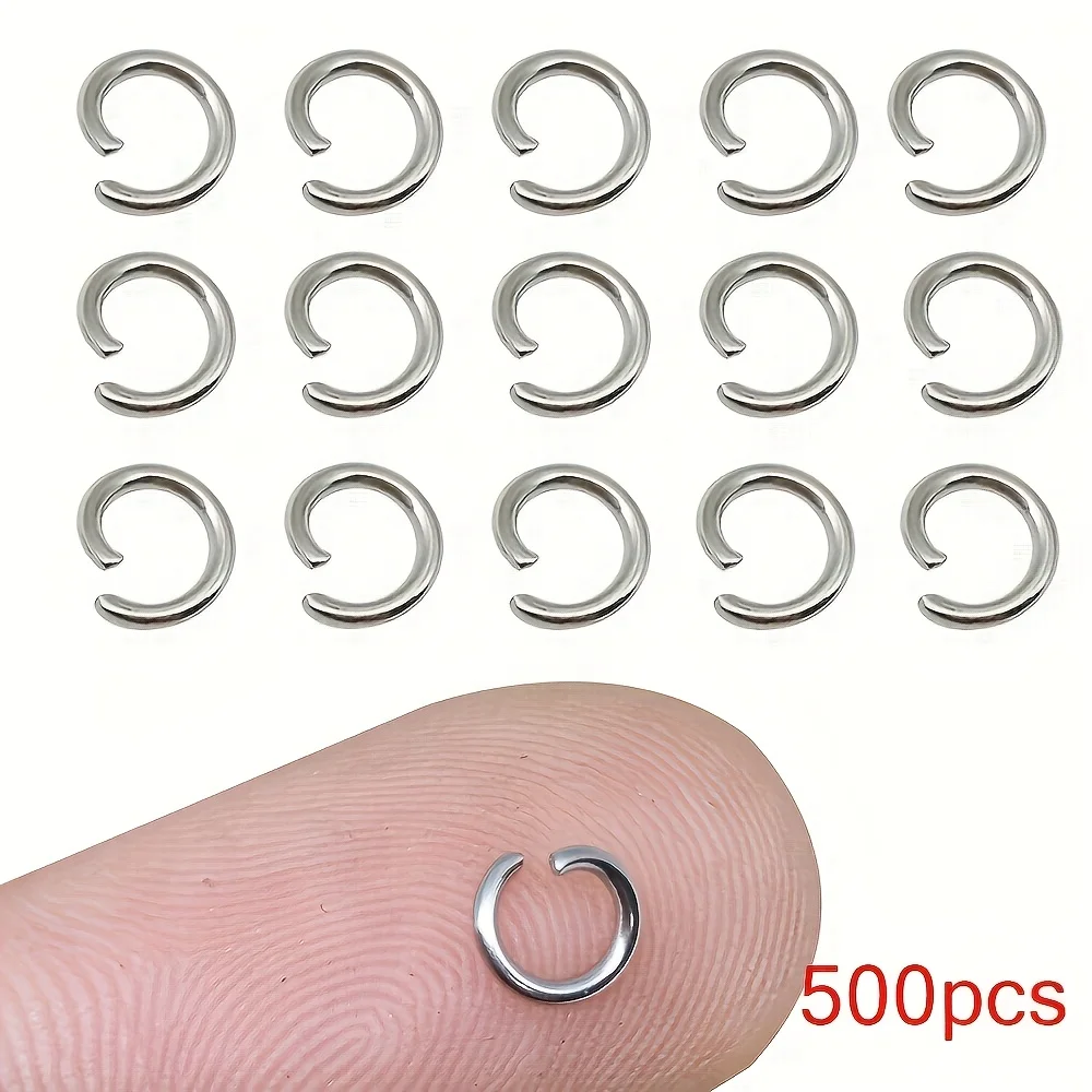 500 Stück Edelstahl Offene Verbindungsringe Schmuckzubehör für DIY Ringe, Ohrringe, Armbänder, Halsketten