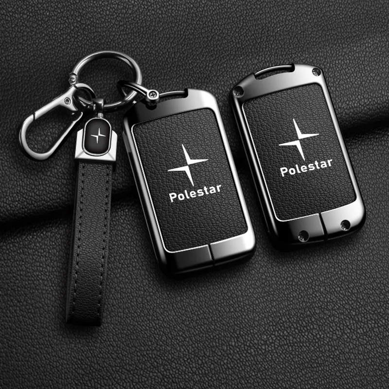 Leather Car Smart Remote Key Case Full Cover Bag For Volvo Polestar 2 Polestar 3 2023 2024 Protection Holder Shell Accessories