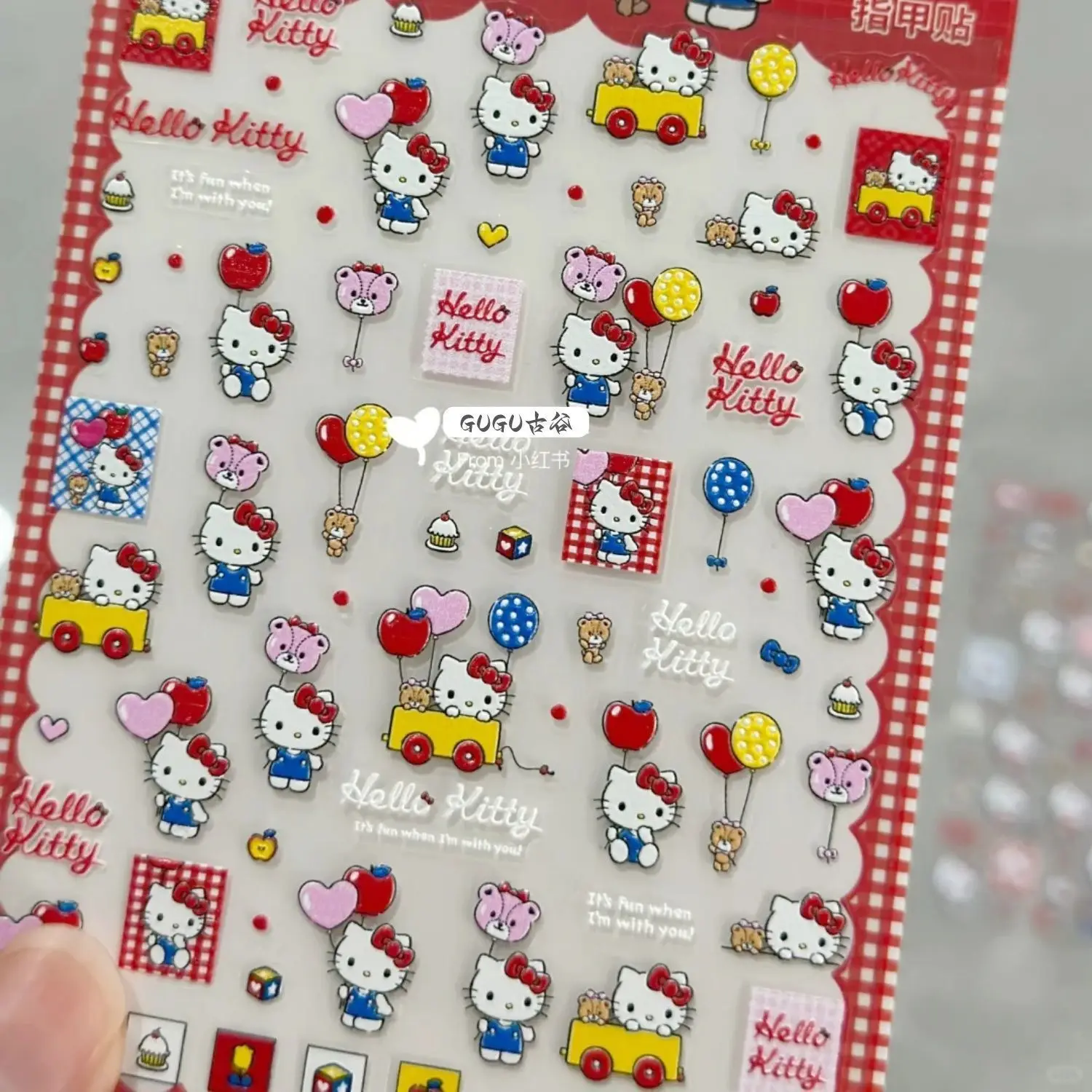 

Hello Kitty Nail Stickers Anime Cartoon KT Cat Relief Style Kawaii Nail Decoration Fashion Charm Ladies' Products Gifts