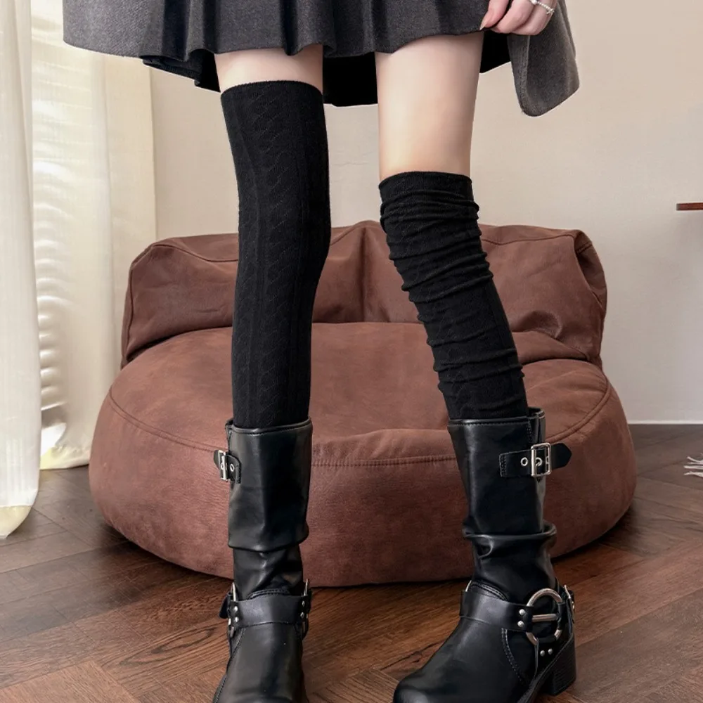 

Fashion Breathable Women Socks Elastic 66cm Knee High Socks Thermal Insulated Knitted Stocking Autumn Winter