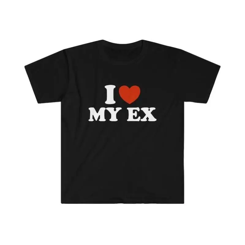 

I Love My Ex T-shirt Women's Funny Slogan Tee Graphic Crewneck Top for Summer Casual Wear Breakup Humor Gift