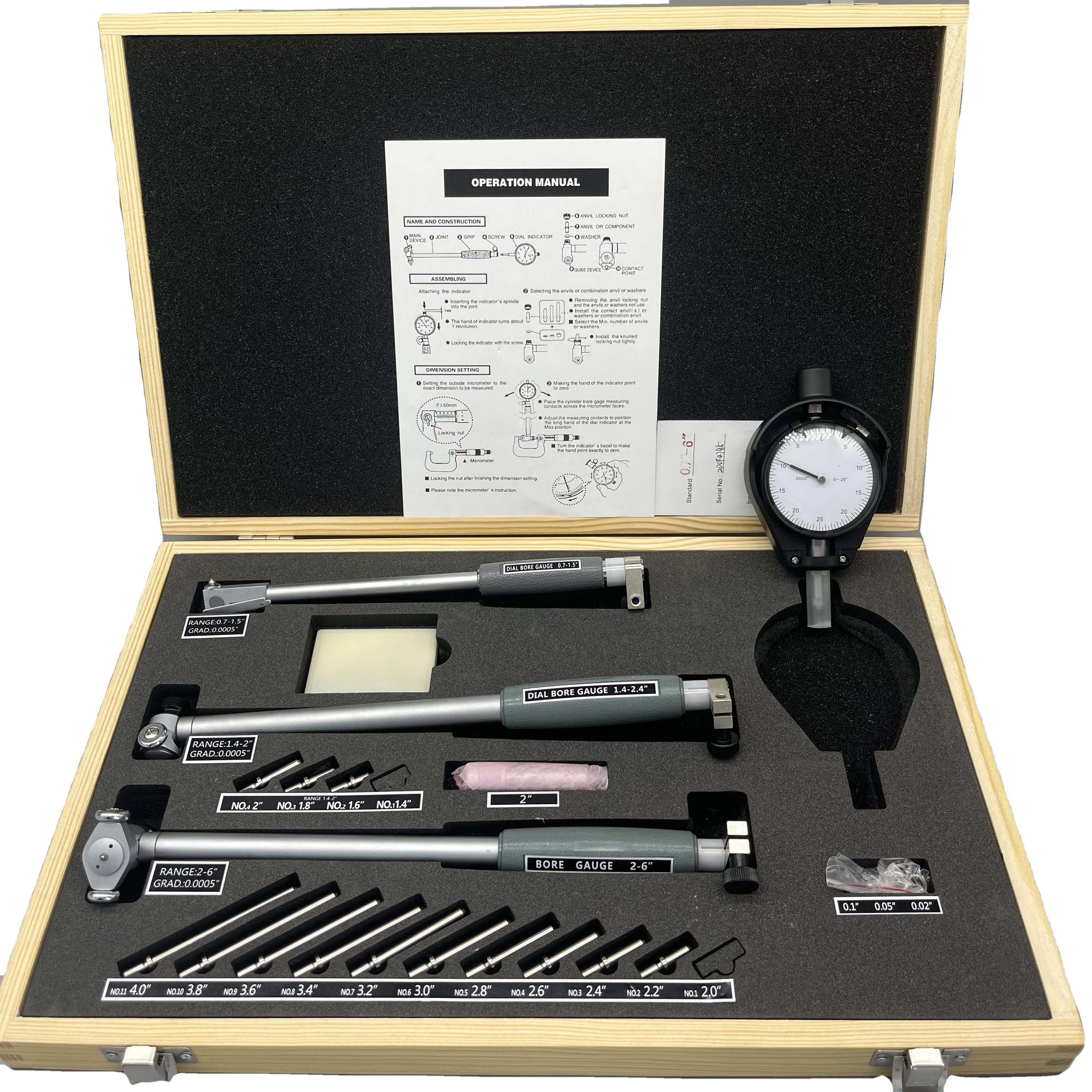 

Набор из 3 шт. измерительных приборов для измерения внутреннего диаметра (габаритных) из АБС-пластика, 0.7-6 дюймов (метрический размер 18-160 мм), для измерения цилиндров