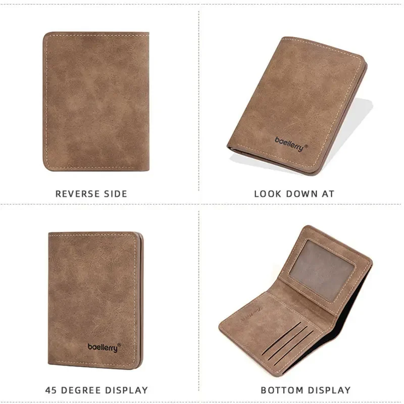 رقيقة غطى بالرمل الجلود متعددة بطاقة رخصة القيادة حامل بطاقة بسيطة عادية الأعمال الجديدة متعددة الوظائف Bifold الرجال محفظة قصيرة