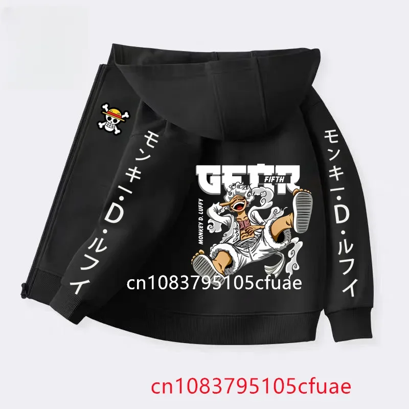 

Spring Autumn Boy Fashion Hoodie Zipper MONKEY D LUFFY Clothin Casual Hooded Kid Girl Streetwear Male Cartoon One Piece Pullover
