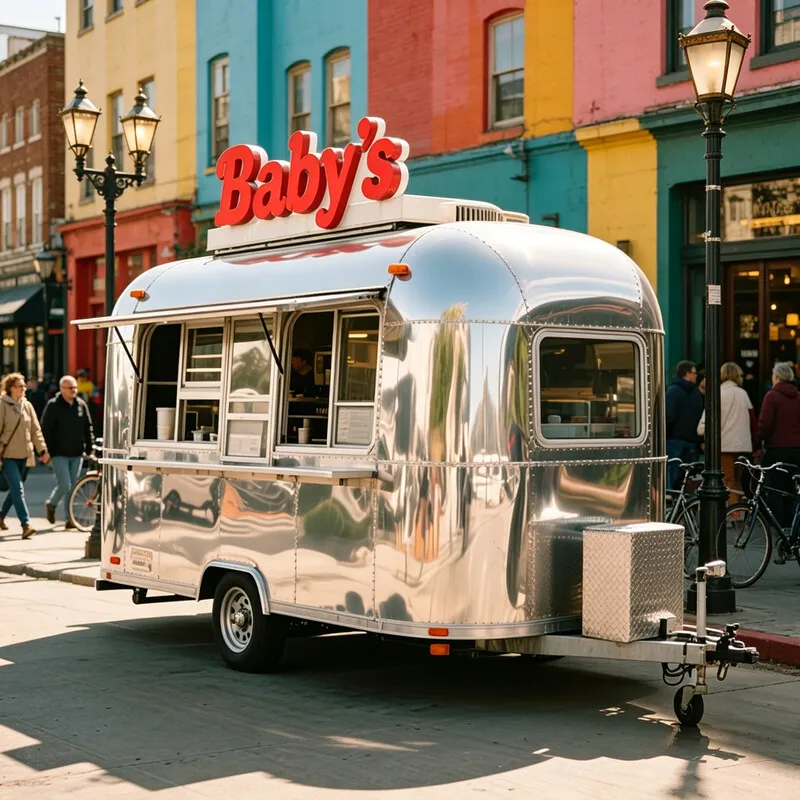 Customized Four-Wheel Dining Car, Tow Bar Trailer Double Axles, Mirror Food Cart, Colorful Mobile Food Truck, On Sale