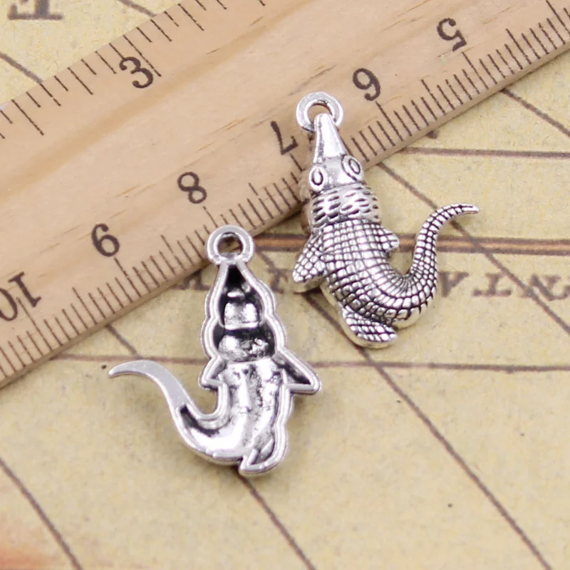 20pcs Charms Crocodile Alligator 26x20mm Tibetan Silver Color Pendants Antique Jewelry Making DIY Handmade Craft