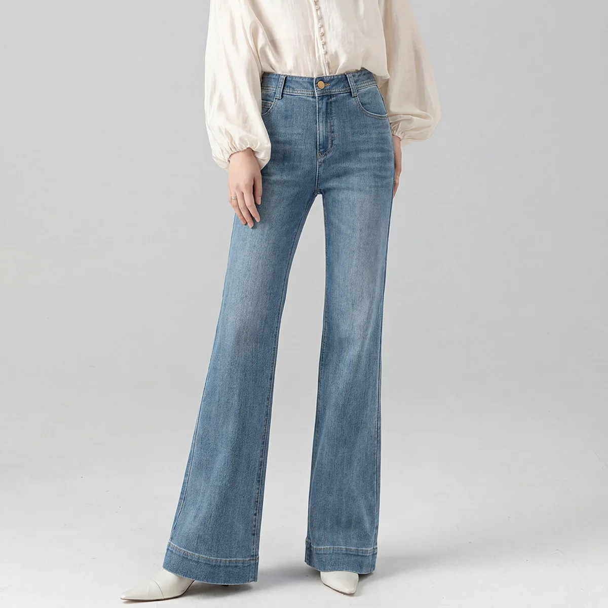 Horn Elastic Jeans Women's Autumn Micro Flared Pants