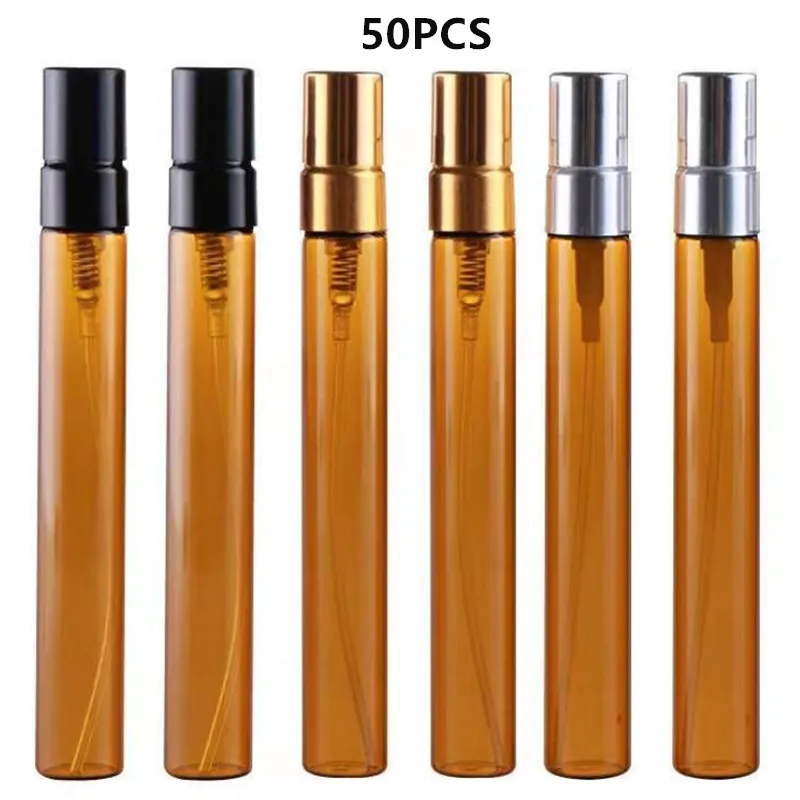 

50/100PCS 10ml Portable Perfume Bottle Atomizer Liquid Container For Cosmetics Dispense Glass Spray Bottle Refillable Bottle