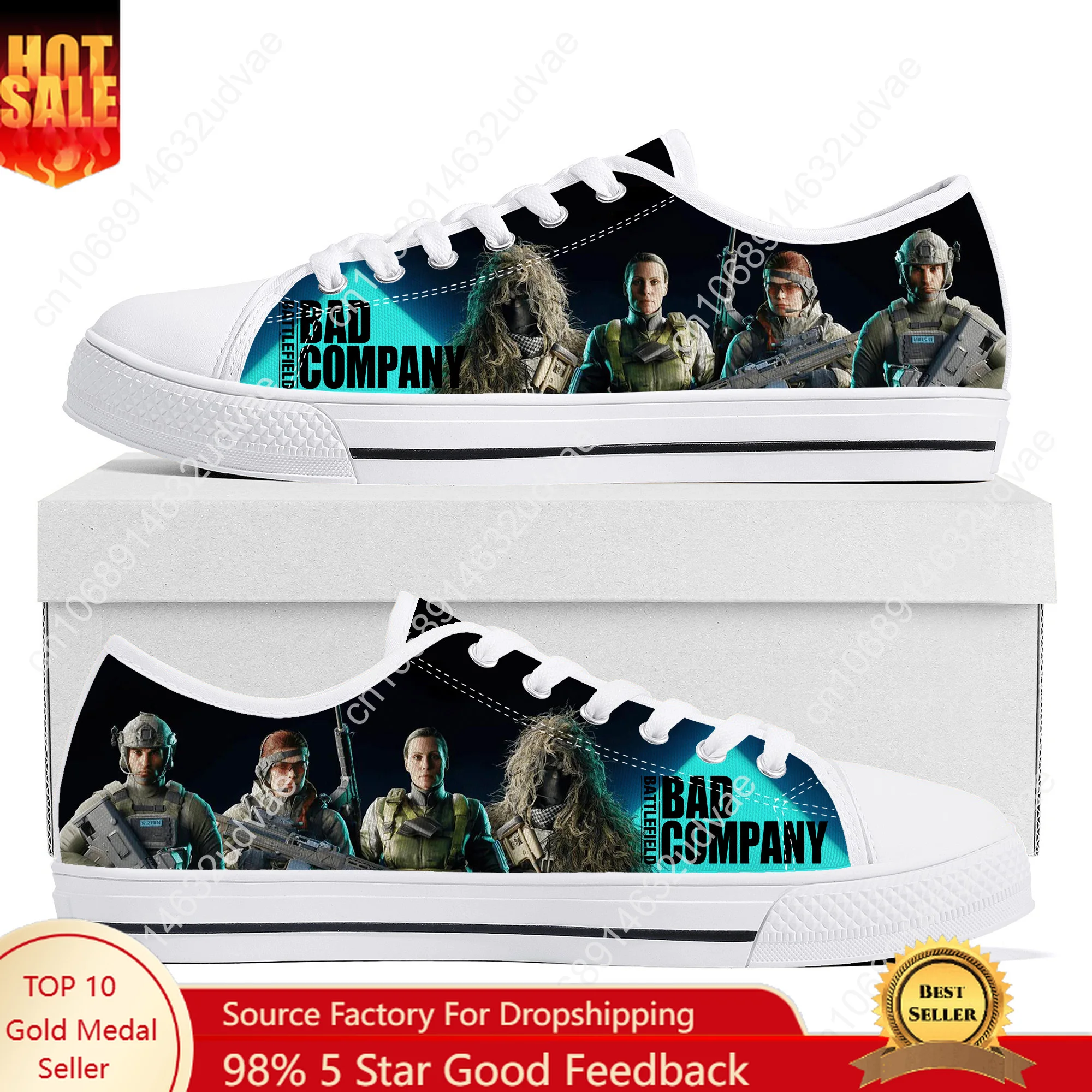 

Battlefield Sneakers Low Top Shoes Men Women Teenager Canvas High Quality Sneaker Casual Custom Made Shoes Customize Shoe White