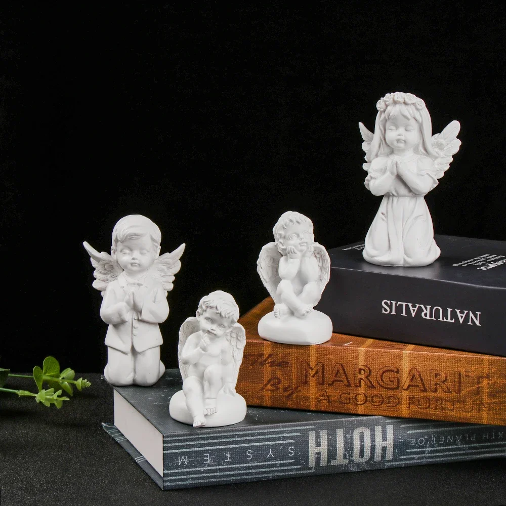 

Praying Cherub Angel Statue Resin White Figurine DIY Crafts Fashion Wedding Home Table Ornaments Children's Room Decorations