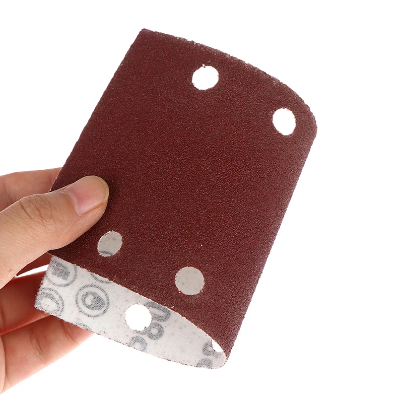 10pcs 8-Hole Rectangular Premium Flocked Sandpaper Sheets Self-Adhesive 185X93mm - Assorted Grits For Air Grinders