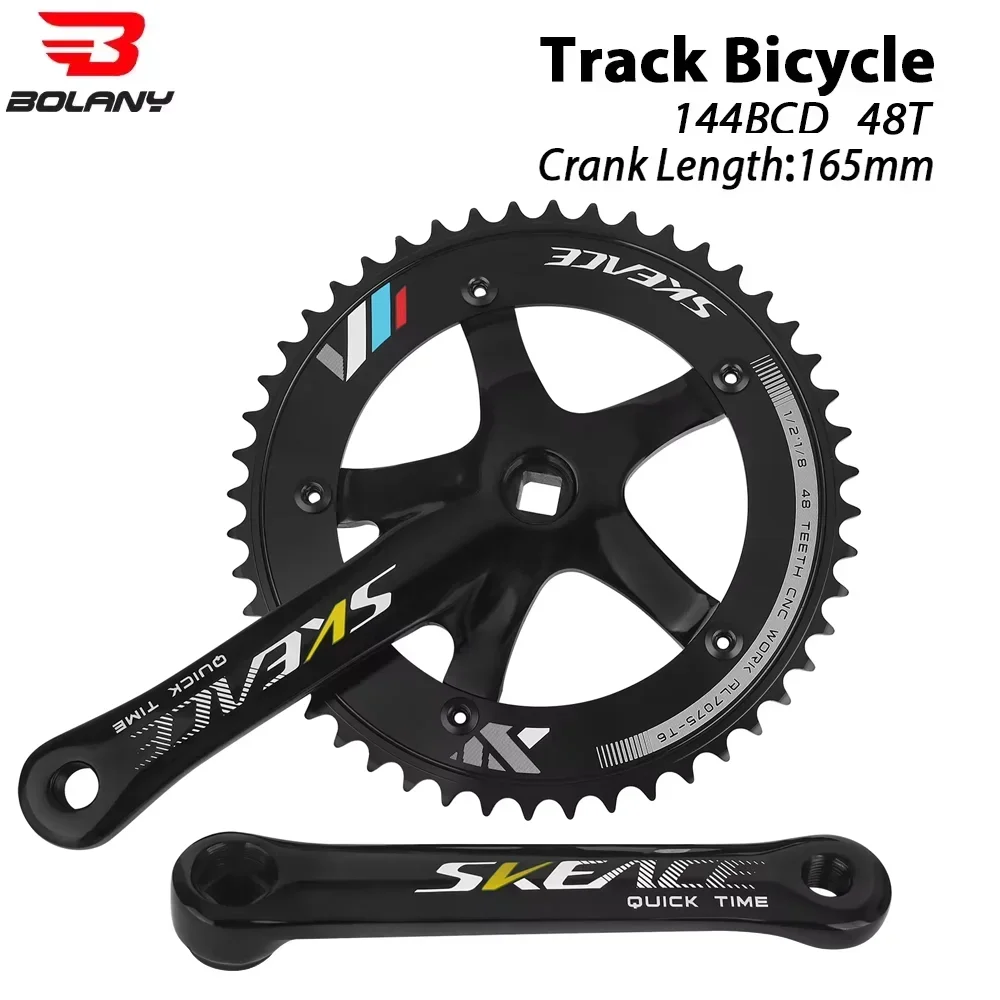 SKEVCE 144BCD 48T Crankset 165mm 7075 Aluminum Alloy Crankset Fixed-Gear Single Speed Bikes Track Bicycle Accessories