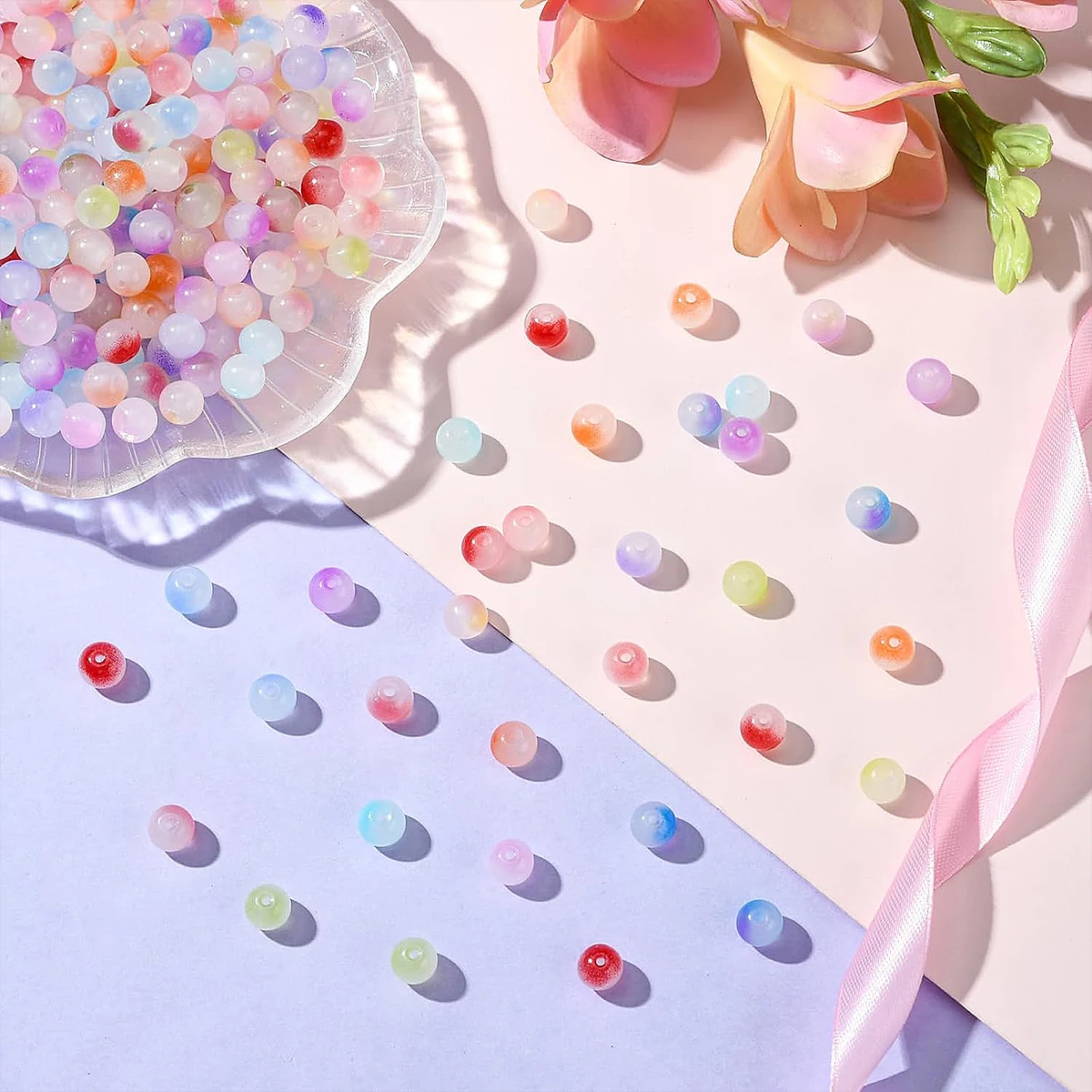 8mm Double Color Glass Jelly Beads for DIY Jewelry (Necklace Bracelet) Making 20 Colors 50pcs/Pack - Image 3