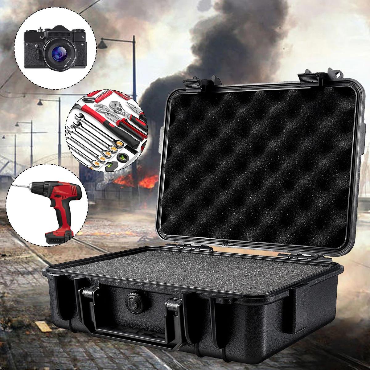 Imagem -02 - Toolbox Plástico Impermeável Portátil Protective Safety Tool Box Anti-queda Precision Case Instrumento Esponja Shockproof Hard Case