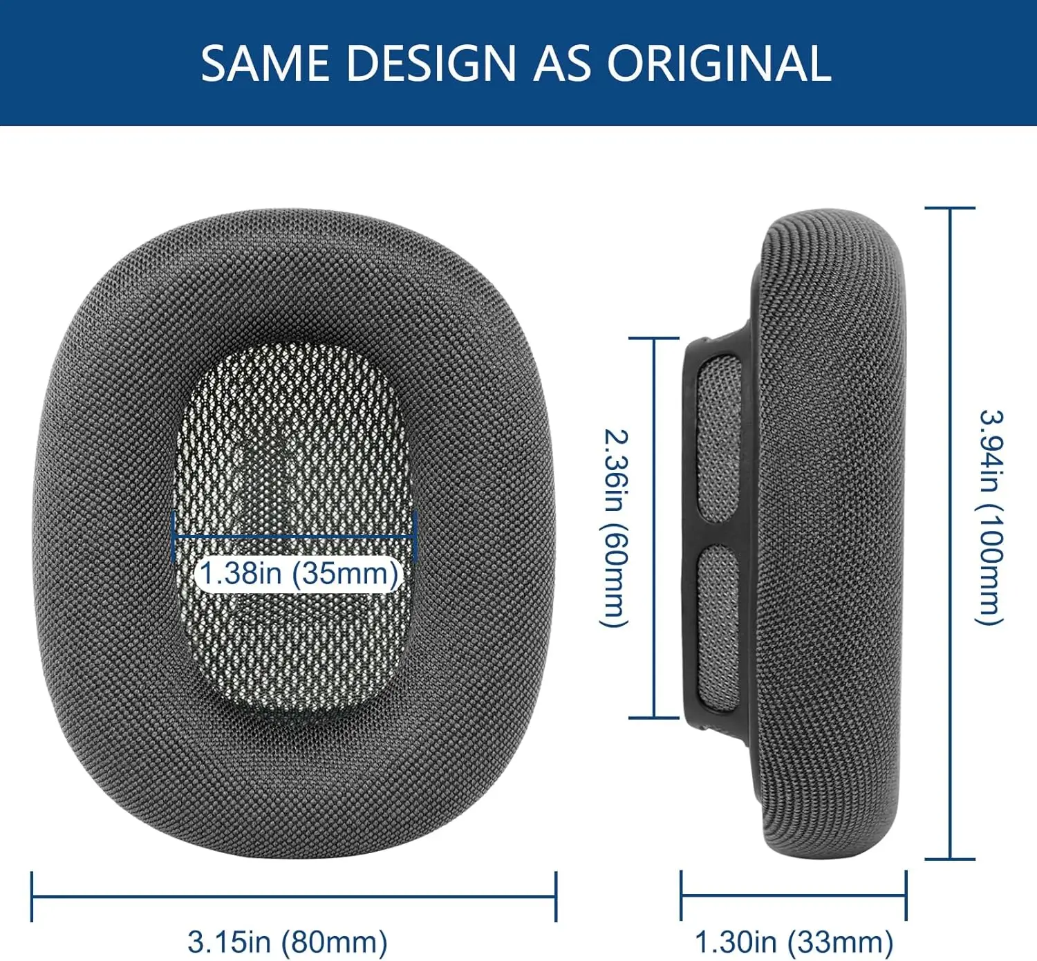 Bantalan telinga pengganti untuk headphone Apple AirPods Max, penutup bantalan telinga kain jala dengan busa memori dan Magn