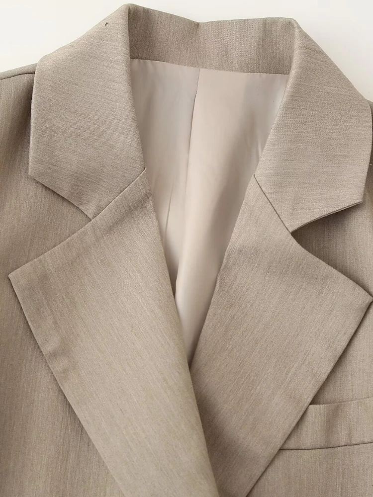 سترة نسائية عتيقة سترة نسائية عتيقة ضيقة تناسب السترة النسائية ذات الياقة الطويلة الأكمام الطويلة ذات الجيبين وجيب واحد للتنقل كاجوال سترة كاجوال بلون واحد خريف وشتاء معطف أنثوي جديد أنيق