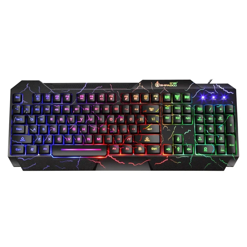 Shipadoo color RGB backlit 104-key mechanical wired gaming keyboard and mouse set black crackle waterproof computer keyboard