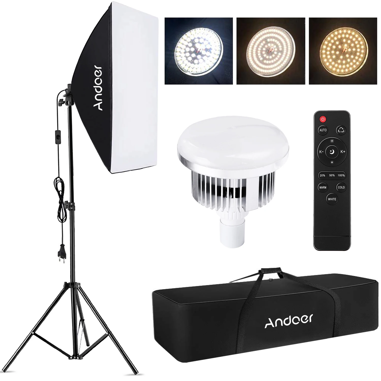 Professionelles Lichtset für Studiofotografie, LED-Licht, große Softbox, weißer Stoff, Lichtstativ,