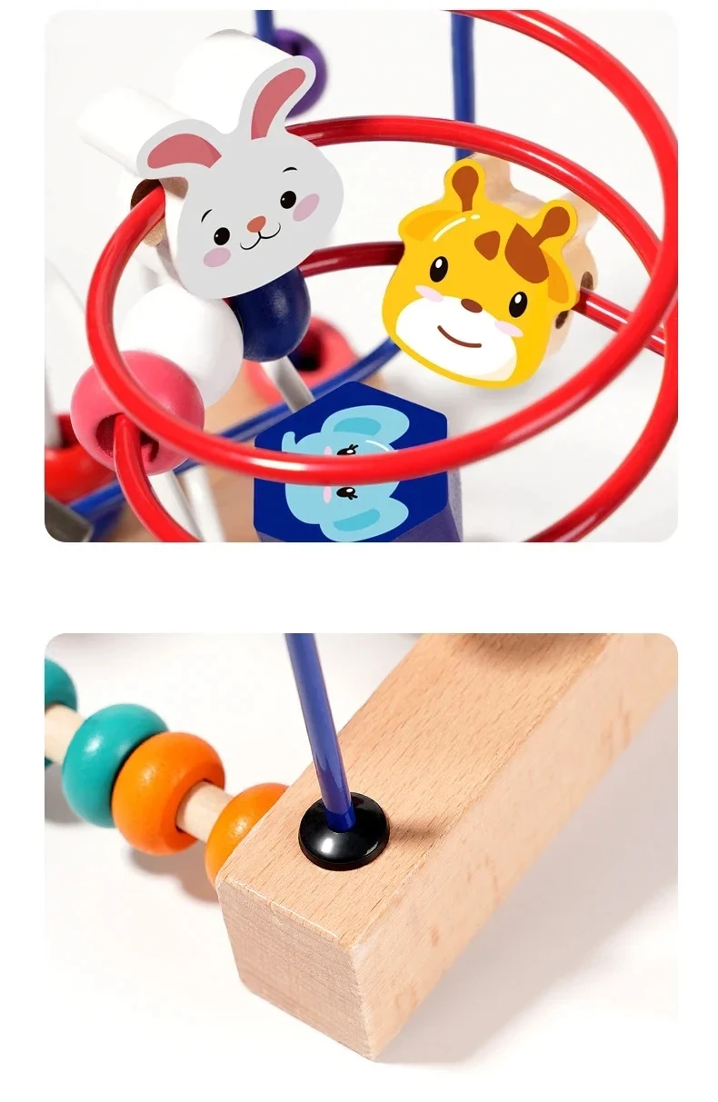 Wooden Bead Maze Toys for Toddler Bead Toy Colorful Roller Coaster Preschool Educational Learning Toys Birthday Gifts 1 2 3 Year