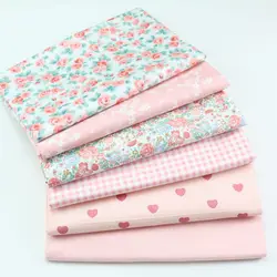 Pink Rose Grid Heart Flower Printed Diy Patchwork Cloth For Quilting Crib Cushions Dress Sewing Tissus Cotton Fabric Tecido