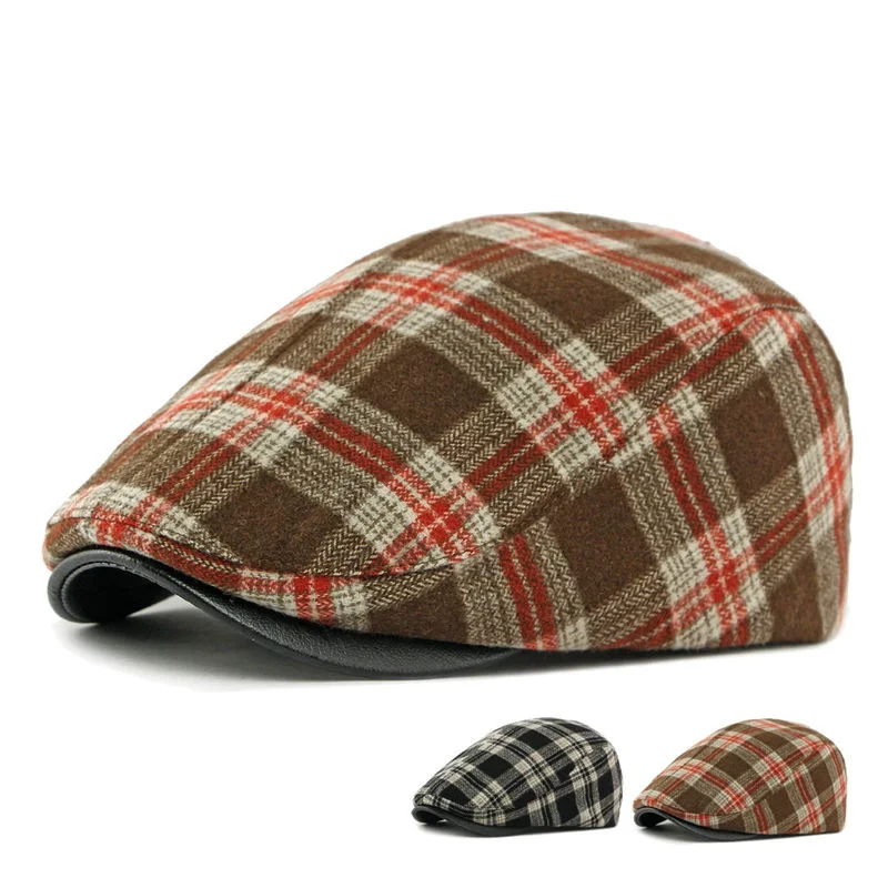 2025 الخريف والشتاء البوليستر طباعة الدافئة موزع الصحف قبعات الرجال قبعة مسطحة النساء الرسام قبعات بيريه 152