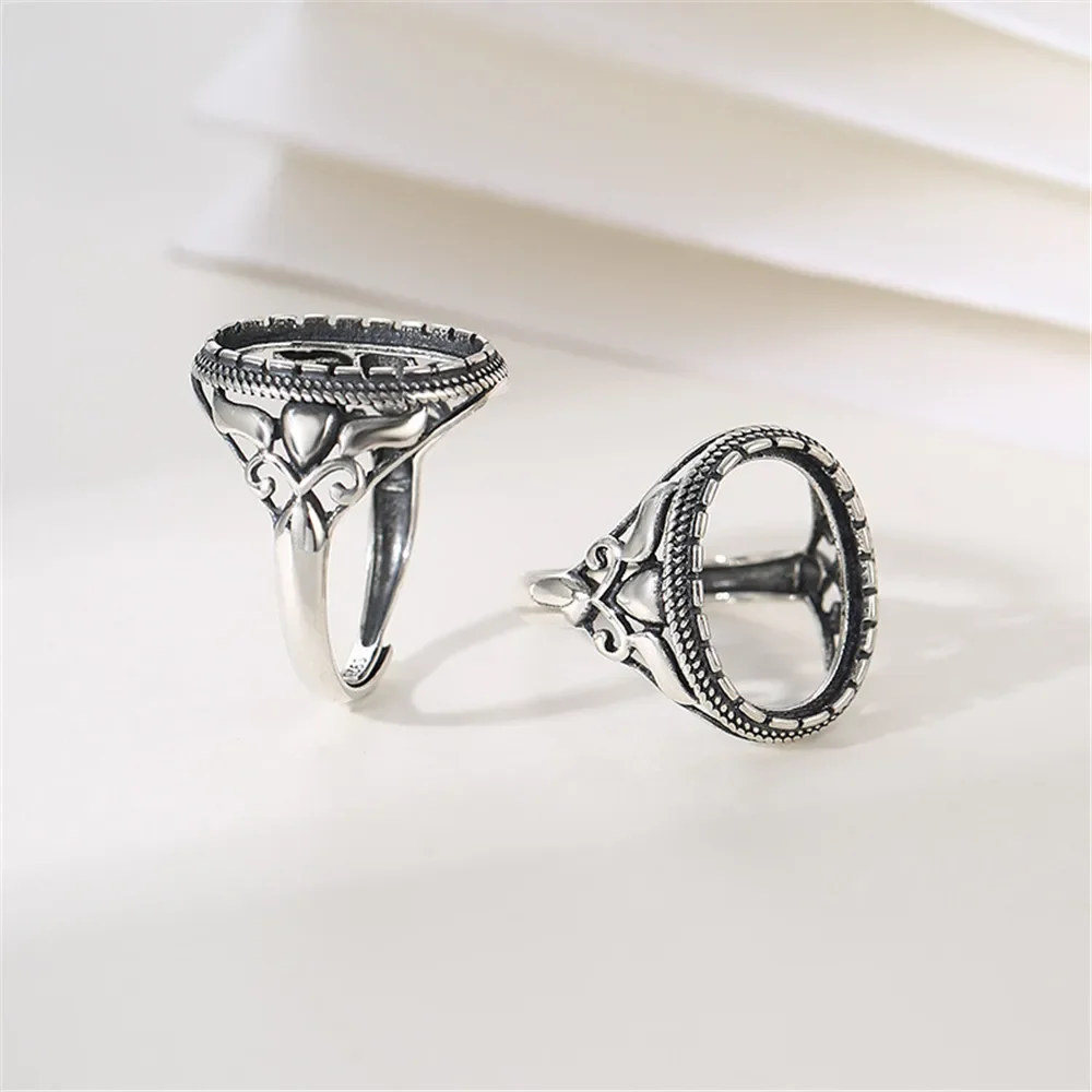 

Ring Setting for 12x16mm Oval Cabochons Ring Blank Thai Sterling Silver Adjustable Band Ring Base RB076S