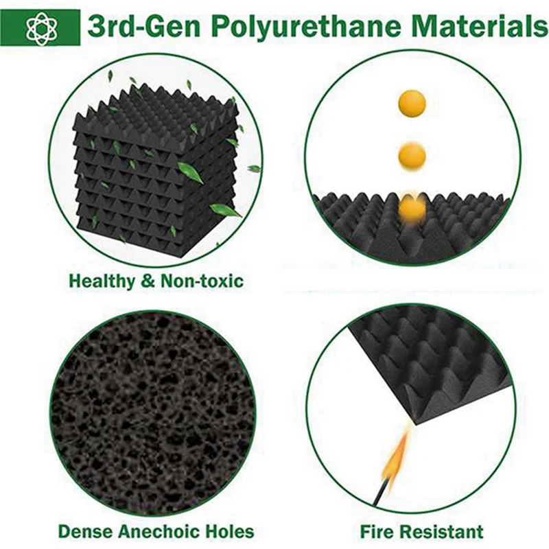 ABHT-24 Pack Self Adhesive Acoustic Foam Panels Fireproof Soundproofing Treatment Wall Panel,Reduce Noise Foam For Studio,Etc