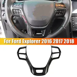 For Ford Explorer 2016 2017 2018 ABS Carbon Fiber Style Interior Car Steering Wheel Cover Trim Frame Decoration Accessories Auto