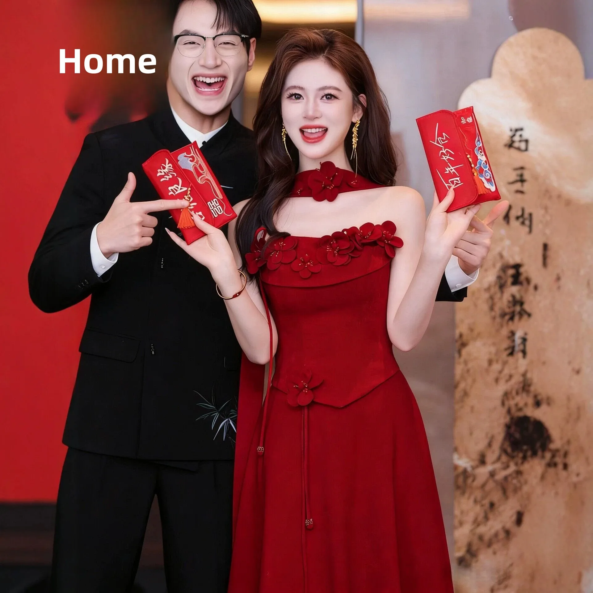 Red Wedding Dress Chinese Style New Bride Bustier Morning Robe Women High End Luxury Return Home Banquet Engagement Ceremony