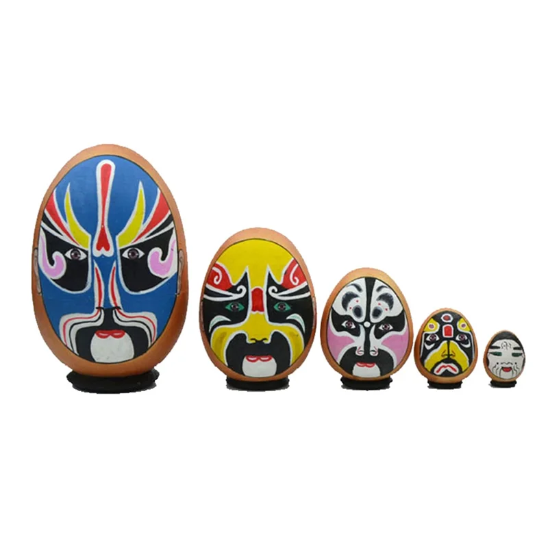 

BEDW-5PCS Matryoshka Nesting Handmade Cute Wood Russian Nesting DIY Facial Makeup Cute Nesting