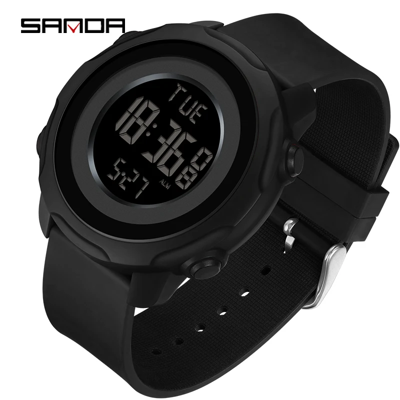 Sanda marca nova à prova dwaterproof água relógio masculino moda multifuncional luminoso digital relógio de pulso ao ar livre esportes estudantes relógios 6122