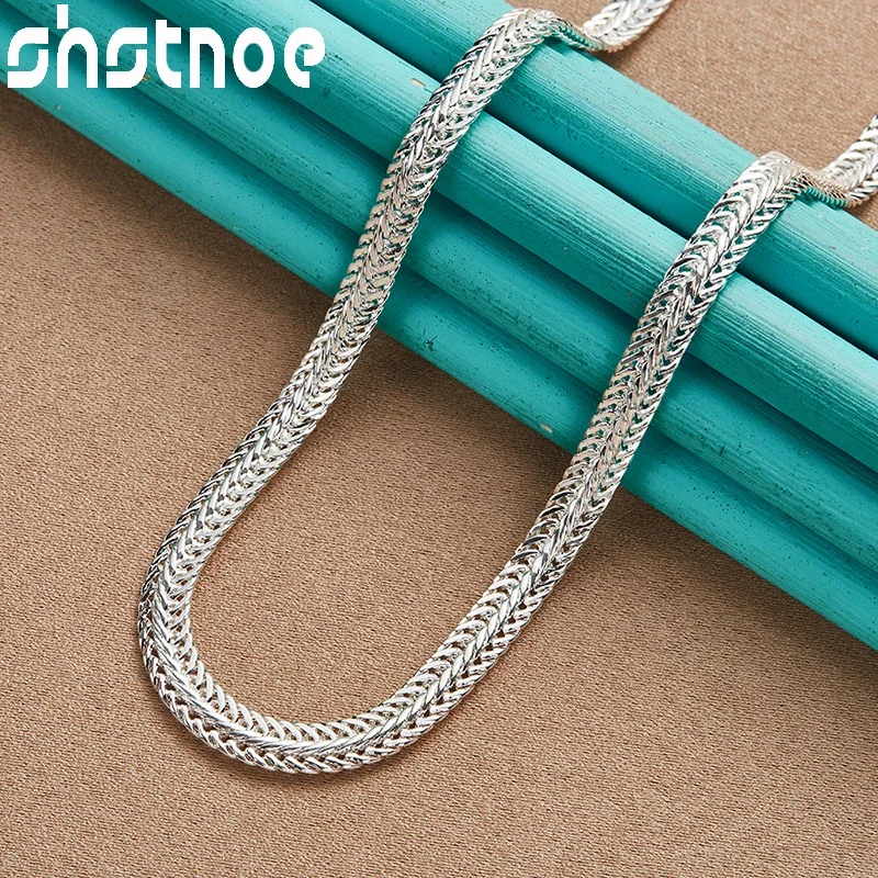 SHSTONE 925 Sterling Silver 20-calowy płaski łańcuszek węża Naszyjnik dla kobiet Mężczyzna Moda Impreza Ślub Urok Prezent Biżuteria zaręczynowa