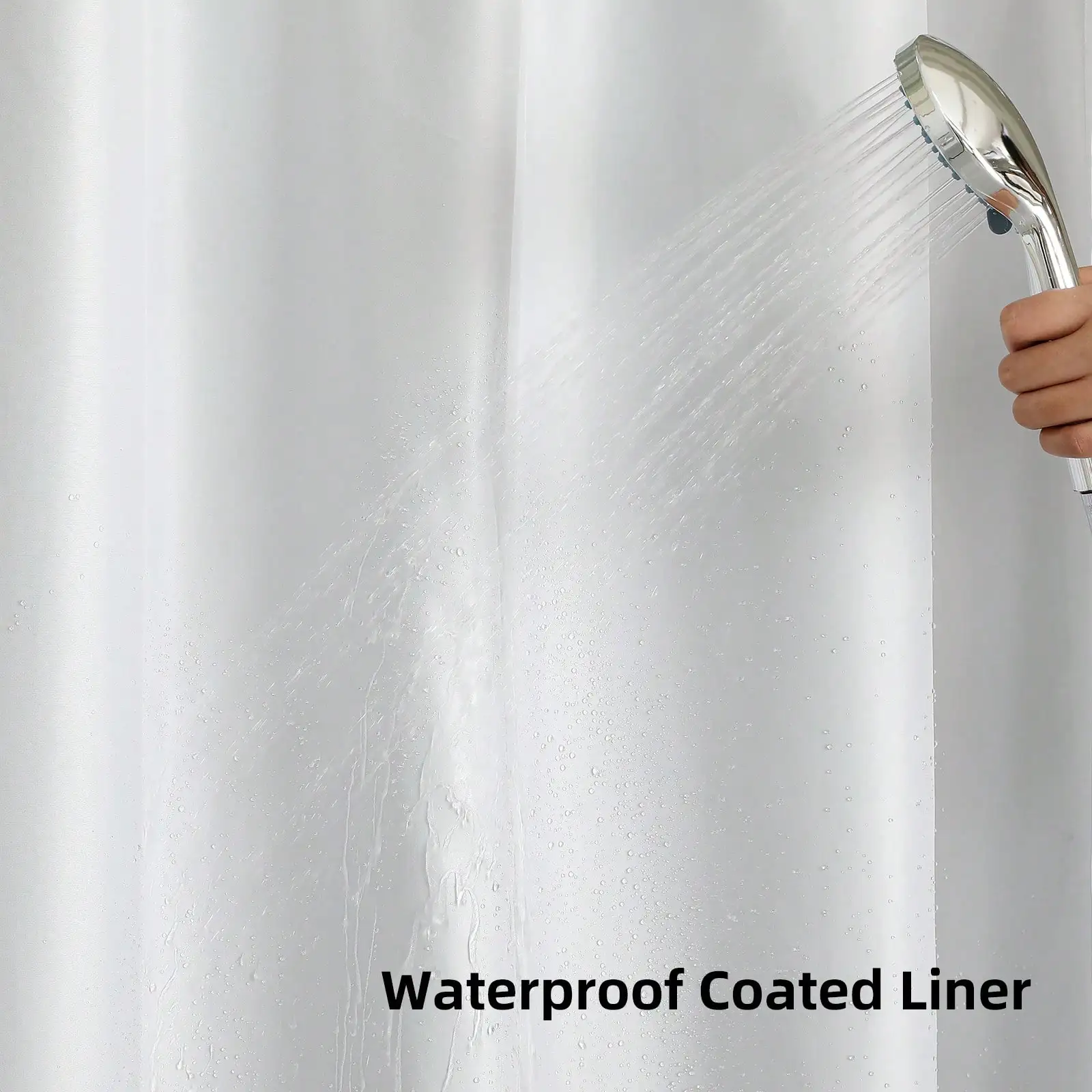 No Hook Shower Curtain With Snap In Fabric Liner, Waffle Weave Heavy Duty Thick Shower Curtains With Mesh Top Window, Hotel Style Waterproof Bathroom Curtain Set, White Fall Decor Bathroom Decor