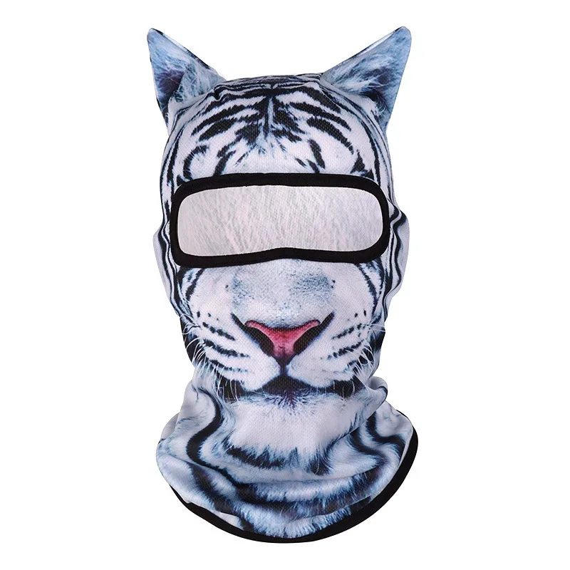 Pasamontañas 3D con diseño de animales, máscara facial con orejas, estampado de gatos y perros, fabricado en fibra de poliéster, protege del sol y del viento, ideal para actividades al aire libre como ciclismo y paseos.