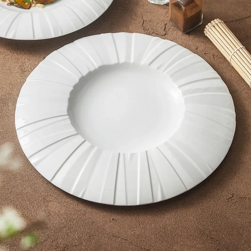 Pure White Ceramic Vegetable Salad Plate Deep Dish Dish Soup Plate Often Pasta Restaurant Fruit Plate Special Tableware