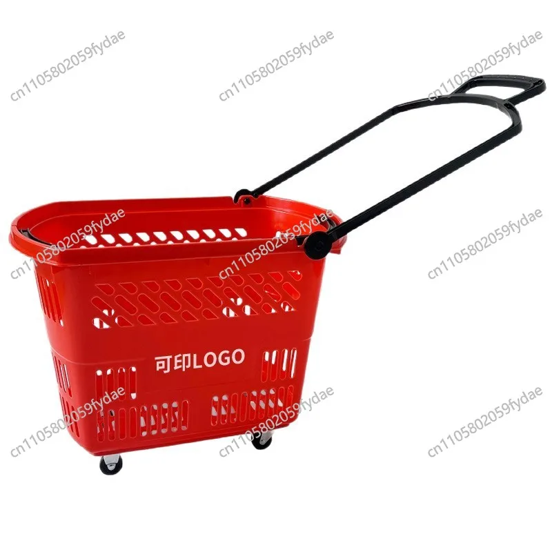 

Большая пластиковая корзина для покупок на колесиках с выдвижной ручкой для супермаркетов и магазинов у дома, портативная корзина для закусок