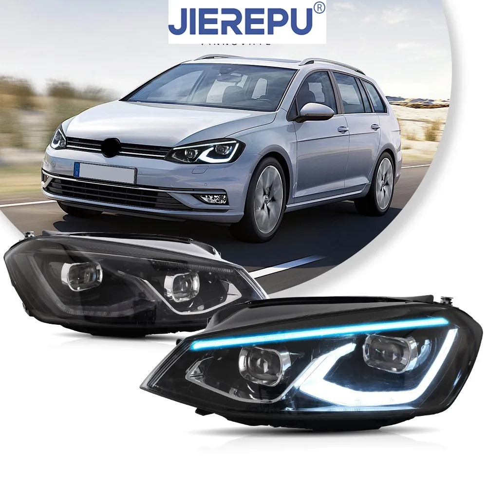 

1Pair Turn Signal Pair FULL LED Headlights For Golf 7 VII MK7 2015-2017 W/Animation Bule DRL