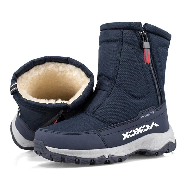 Botas de neve de algodão grosso masculinas, antiderrapante, impermeável, tubo curto, casal, pesca, ao ar livre, caminhada, quente, mais veludo, inverno, novo