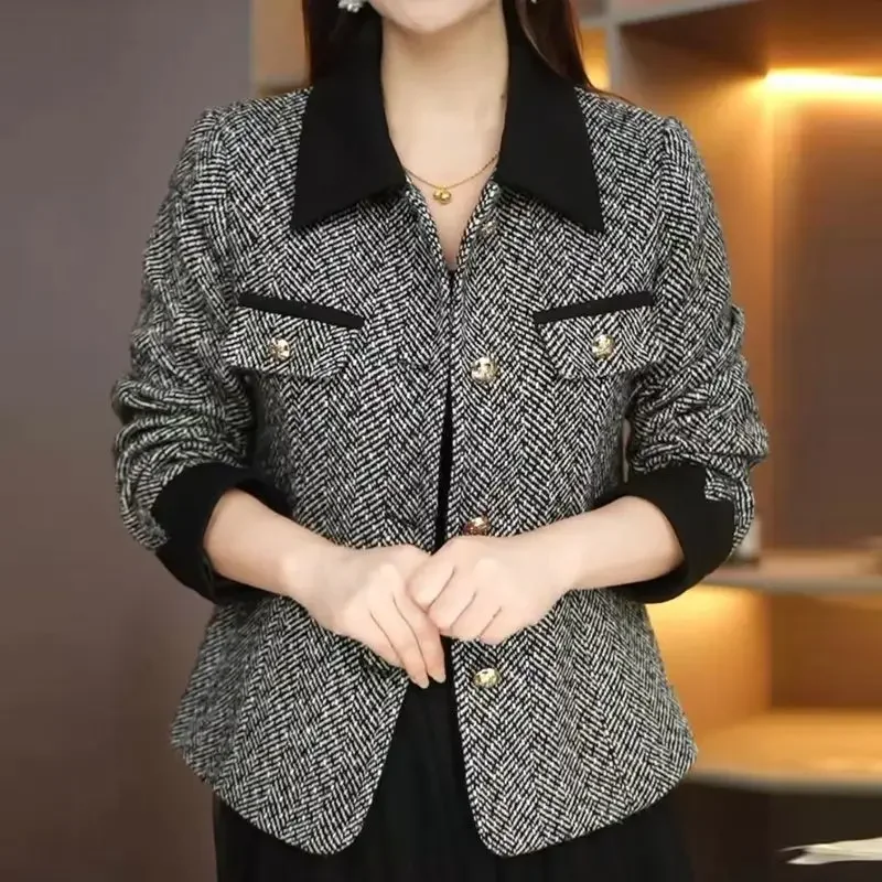 Damska kardiganowa marynarka w stylu biurowym, idealna na wiosnę i jesień, nowa, ciepła, uniwersalna, z długim rękawem, elegancka, pasująca do wszystkiego, codzienna kurtka.