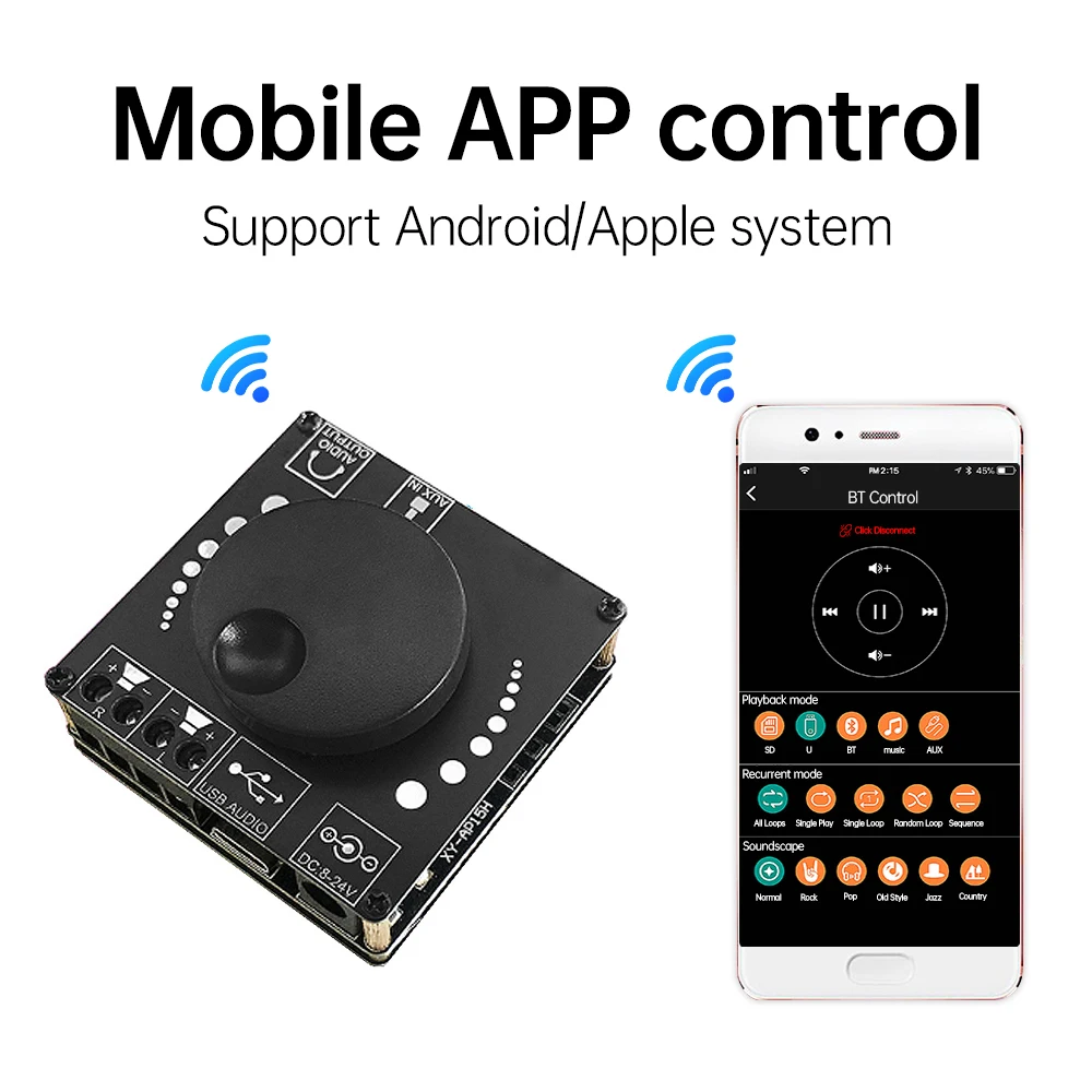 20W+20W Stereo Bluetooth Digital Audio Amplifier Board XY-AP15H Dual Channel Sound Power Amplifier AMP Module Home Theater