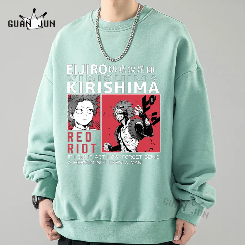 My Hero Academia Kirishima Hoodies Man Woman Harajuku Hip Hop Casual Loose Pullovers Streetwear Men Y2k Pullovers Tops